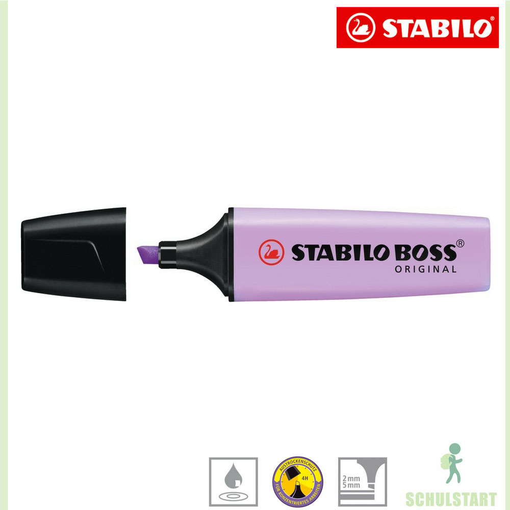 Pastell Textmarker Stabilo Boss, 4er Etui