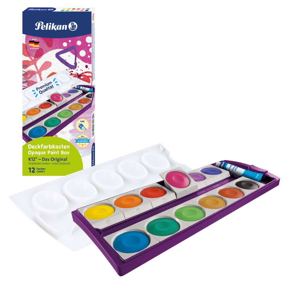 Pelikan Farbkasten K12, violett, 12 Farben + Deckweiß