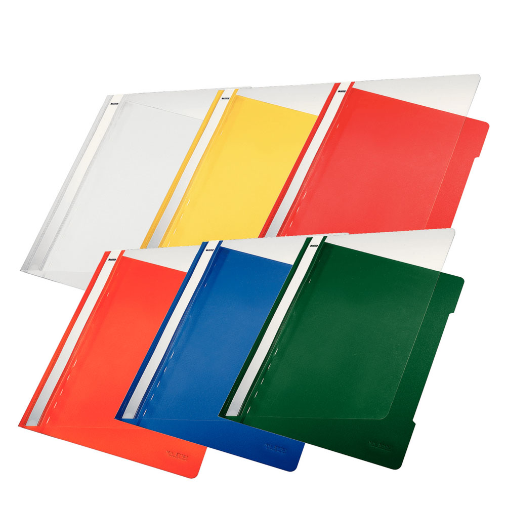 Leitz Schnellhefter PVC, 6 Farben: weiß und gelb, orange, rot, blau, grün