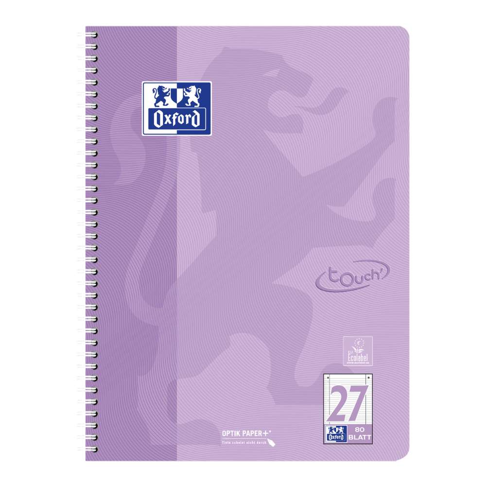 1x Oxford touch Collegeblock pastell Lineatur 27, farbig sortiert