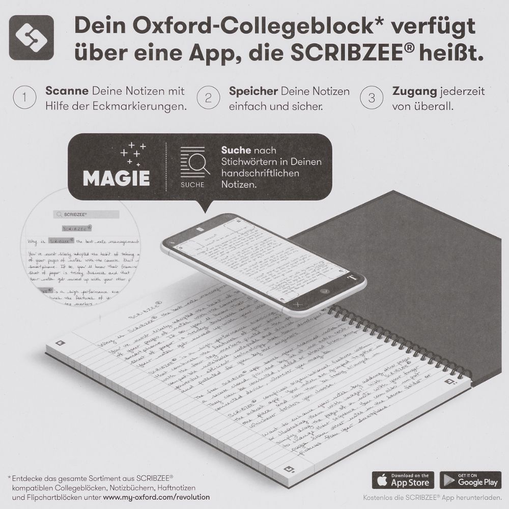Oxford Collegeblock kariert mit Doppelrand, Lineatur 28