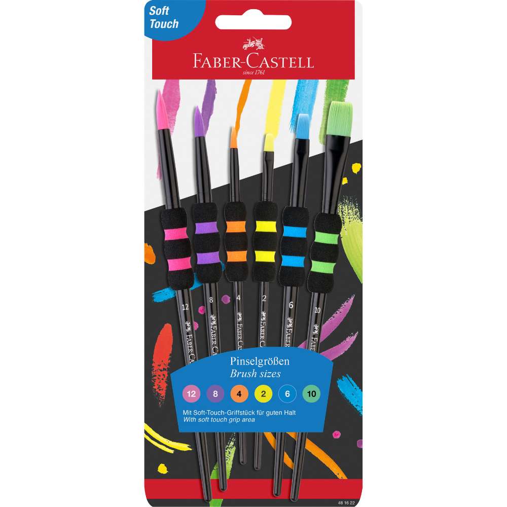 Ergonomische Pinsel mit Soft Touch, 6er-Set, Faber-Castell