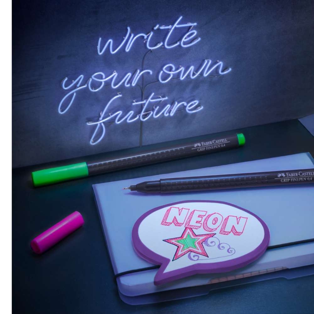 Faber-Castell Fineliner, Finepen Grip neon, 5er Pack