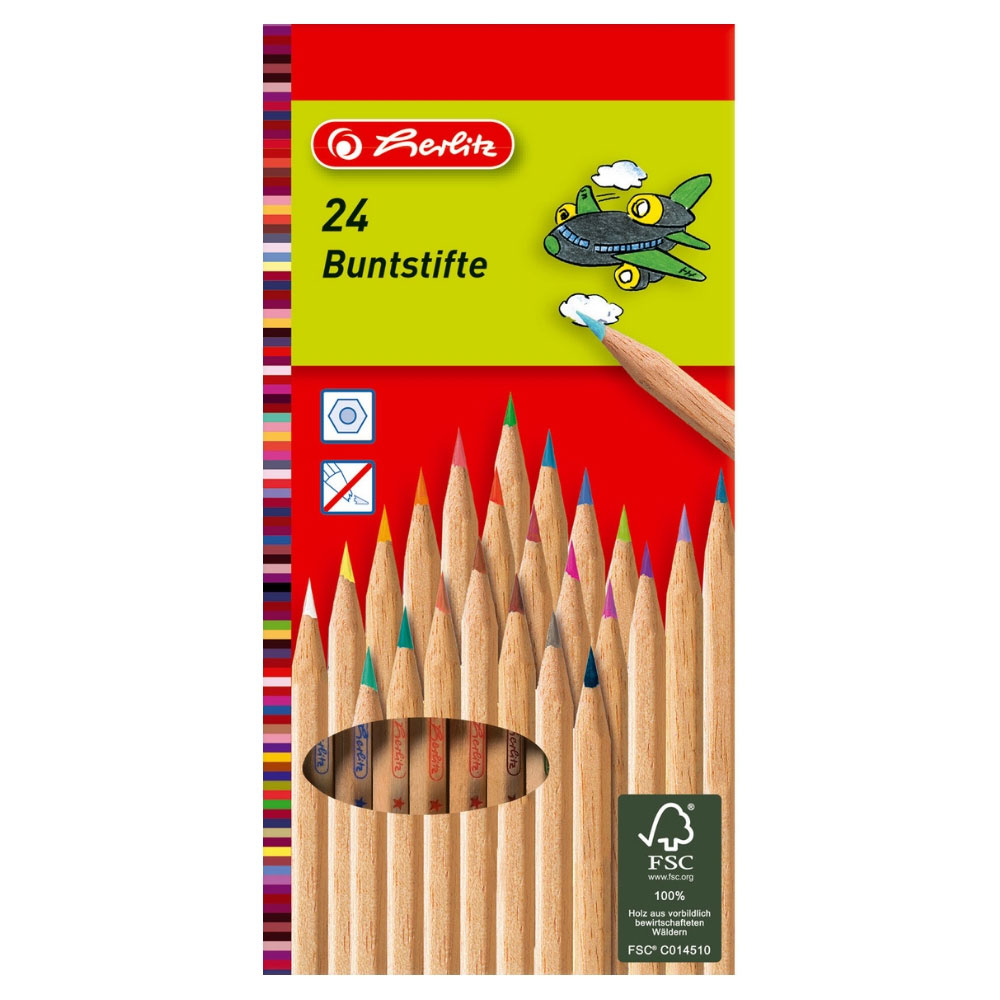 Holzfarbstifte natur, Herlitz, 24er-Packung