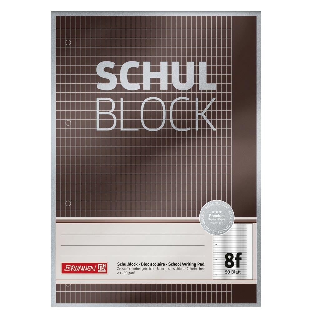 Schulblock Lineatur 8f, DIN A4, Brunnen