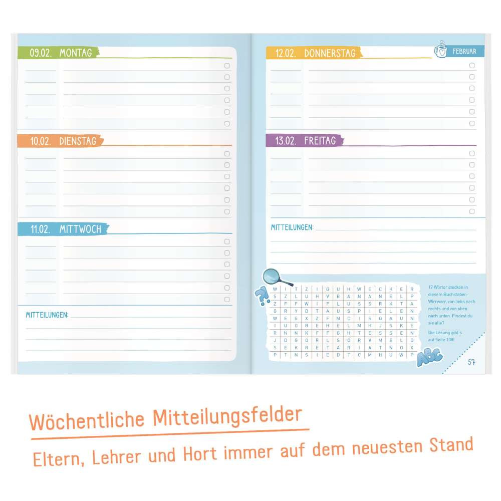 Häfft Grundschul-Aufgabenheft A5, mit Datum 2025/2026, Rasselbande