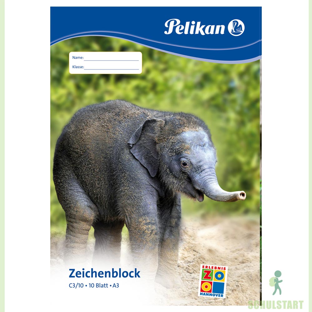 Zeichenblock A3, 10 Blatt, Pelikan, beidseitig befestigt