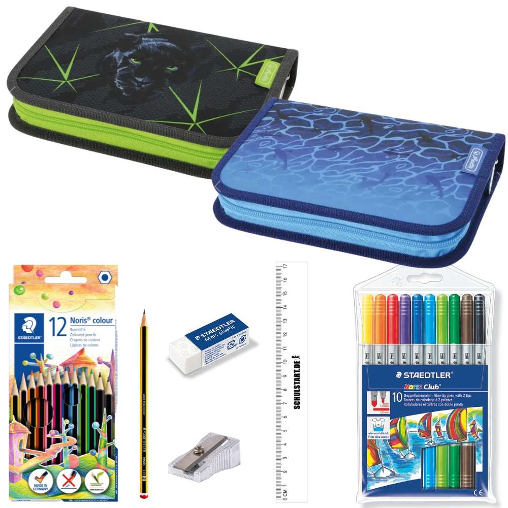 Federmappe Herlitz Boys und Füllung, sortiert