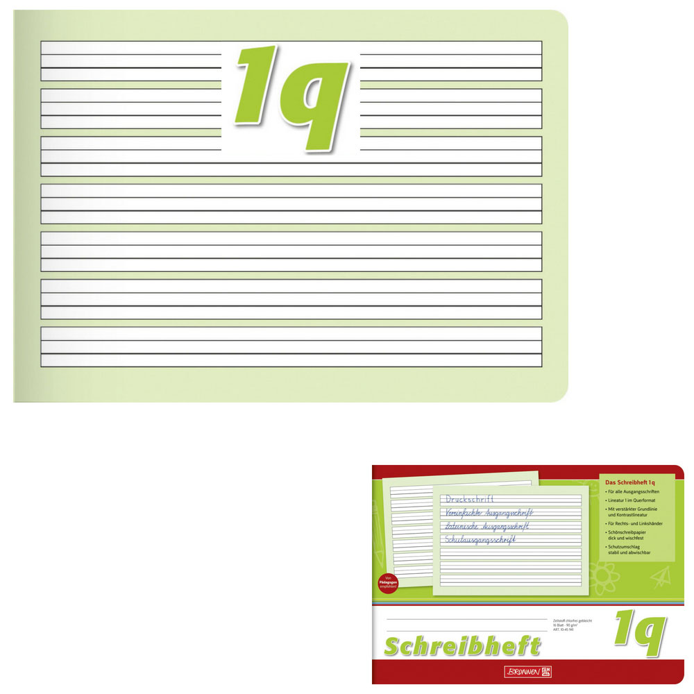 Brunnen Schreibheft A5quer, Lineatur 1q