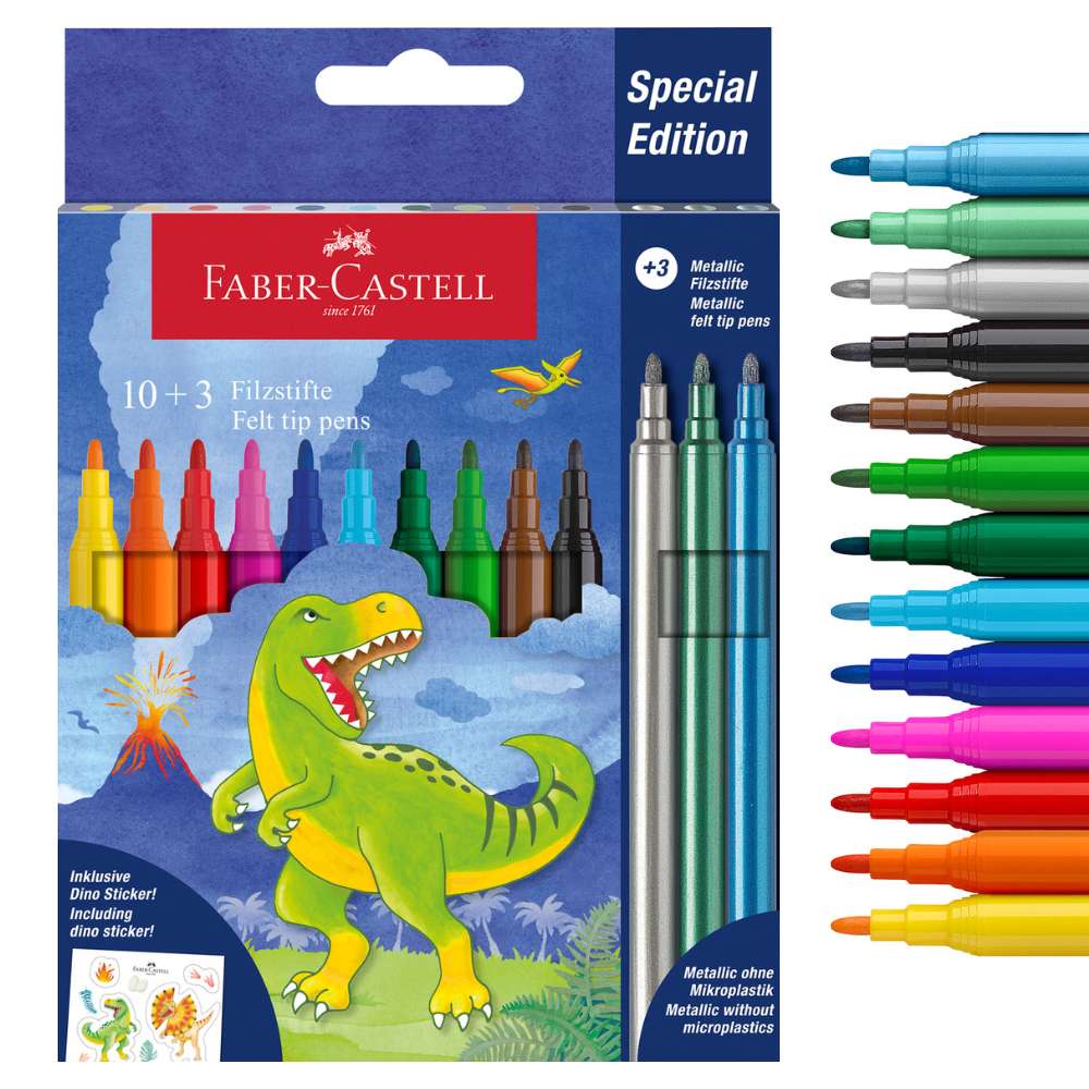 Filzstifte Dino 10+3 Metallic, Faber-Castell