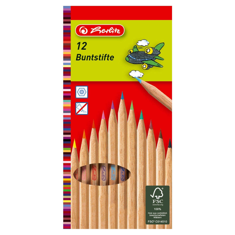 Holzfarbstifte natur, Herlitz, 12er-Packung