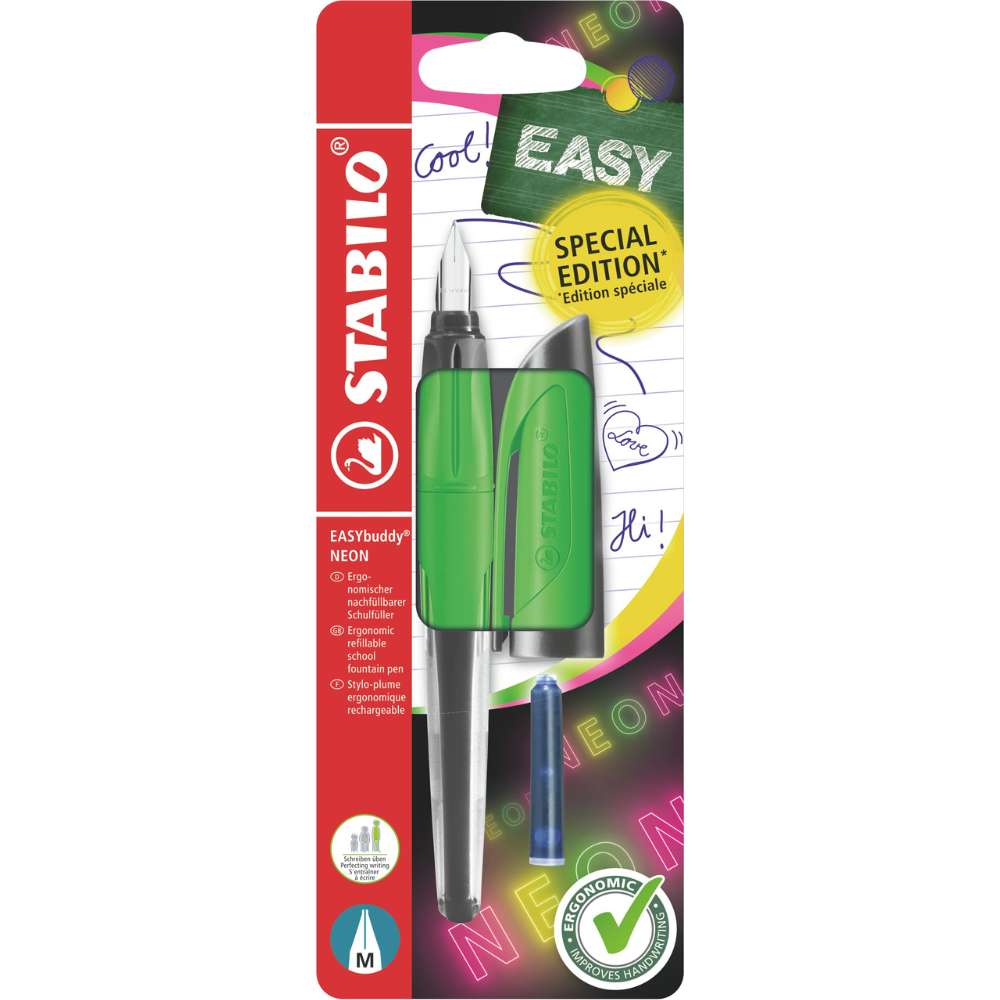 Füller für Grundschüler Stabilo EASYbuddy, Neongrün M