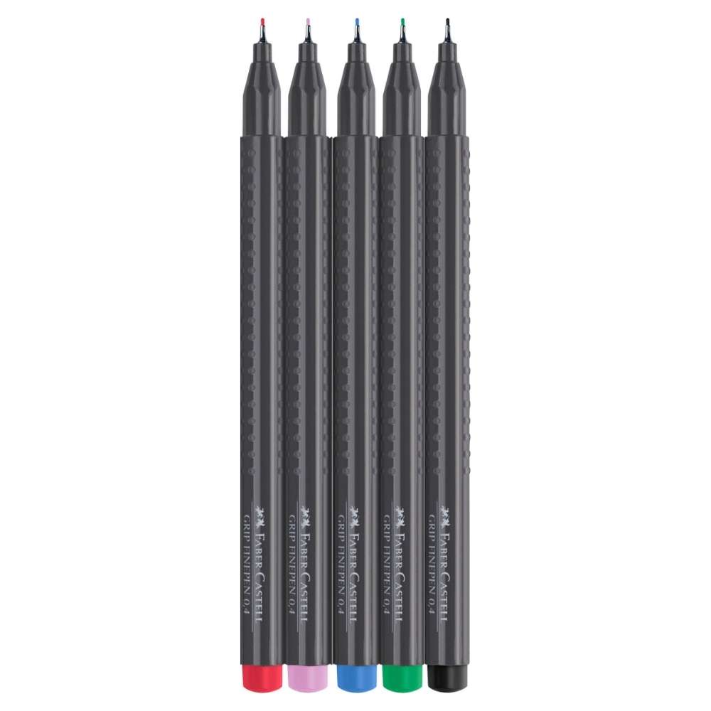 Faber-Castell Fineliner, Finepen Grip basic, 5er Pack