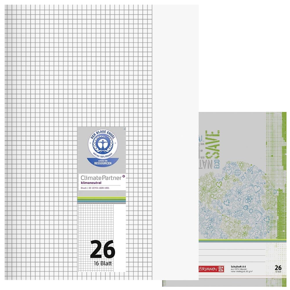 Schulhefte Blauer Engel: Lineatur 26, A4, Brunnen