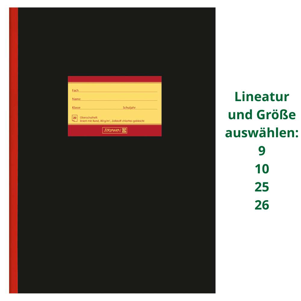 Oberschulheft Brunnen, verschiedene Lineaturen