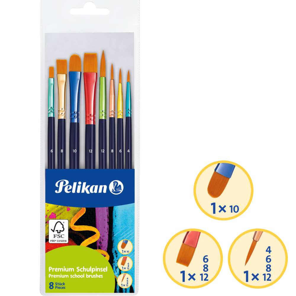 Pelikan Synthetikpinsel Premium, 8er Set