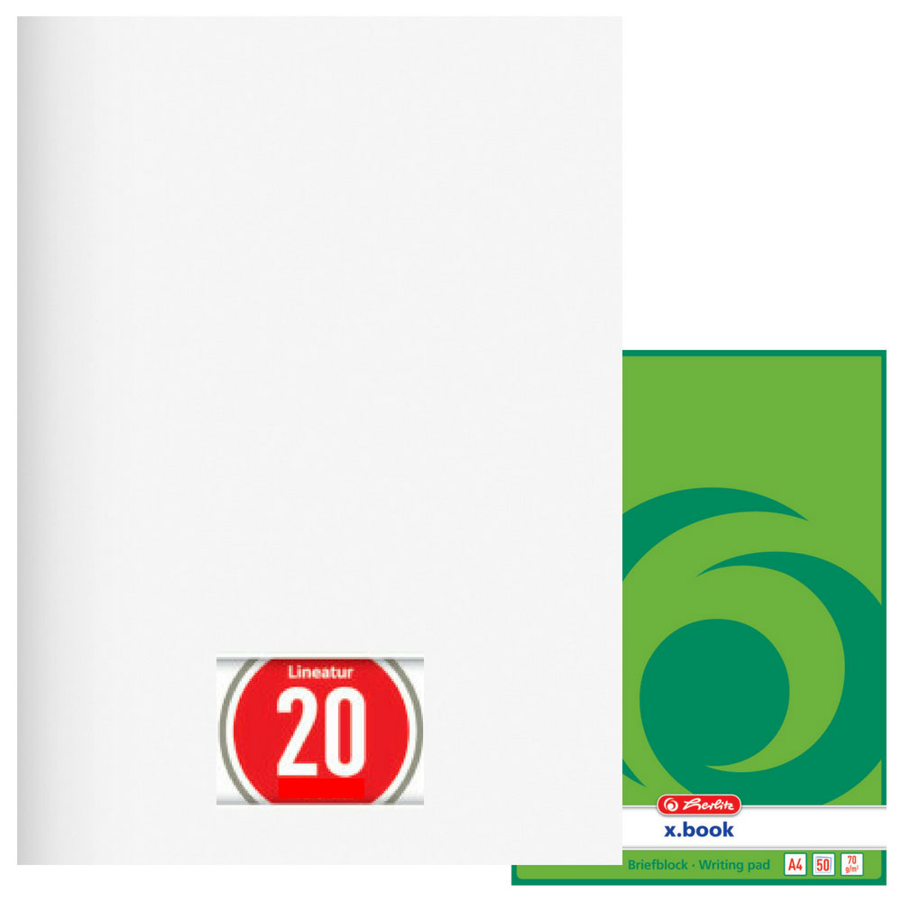Briefblock blanko, ungelocht (A4, Lineatur 20, Herlitz)