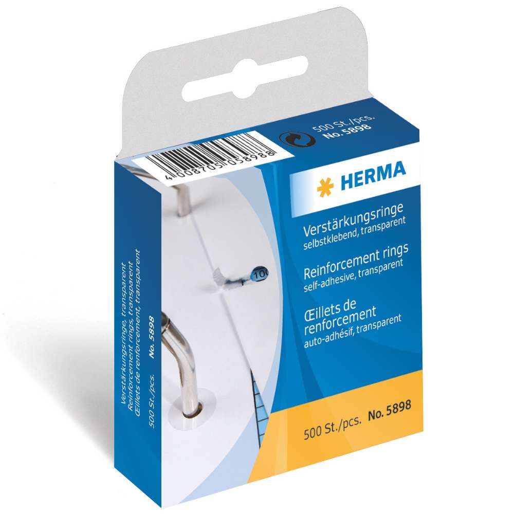 Lochverstärker transparent, 500 Ringe auf Rolle, Herma