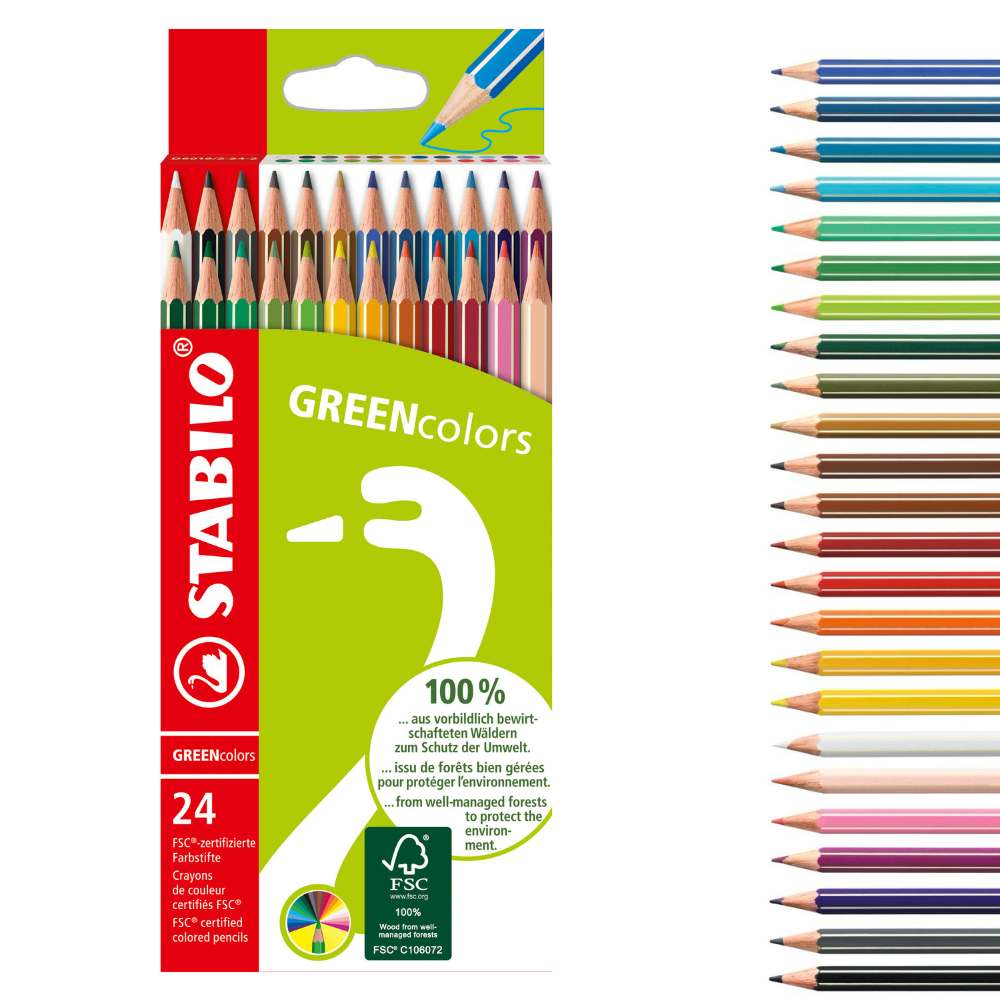Stabilo green Colors, 24er Packung, zweireihig