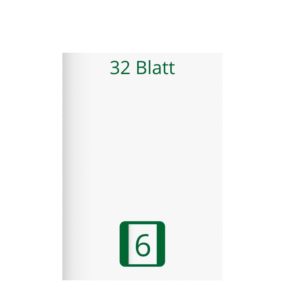Doppelheft DIN A5, Lineatur 6, 32 Blatt