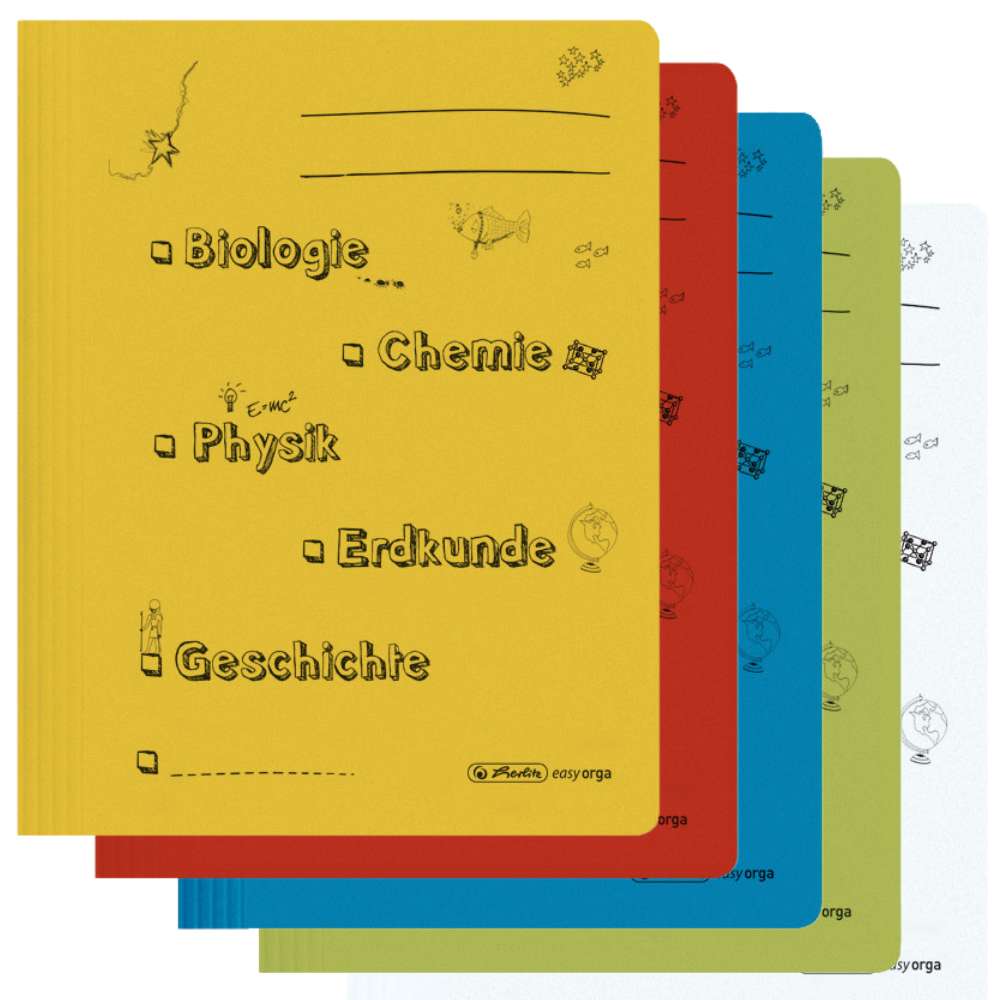 5er Schnellhefterset Blauer Engel, Schulfächer