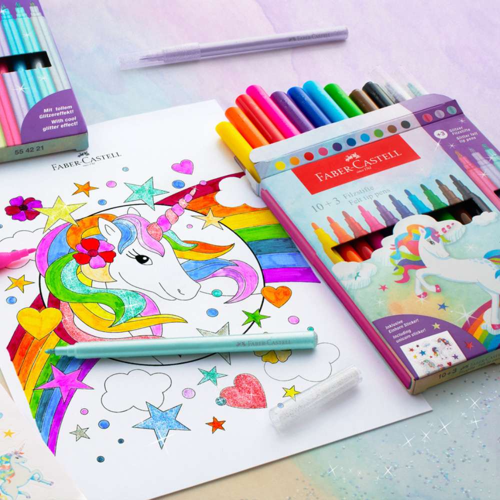 Filzstifte Einhorn 10+3 Glitzer, Faber-Castell