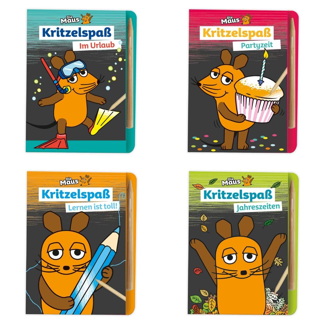 DIE MAUS Mini-Kratzblock: Lernen / In der Schule