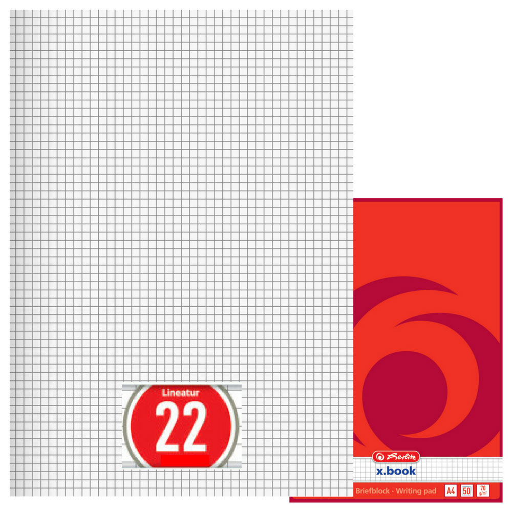 Briefblock kariert, ungelocht (A4, Lineatur 22, Herlitz)