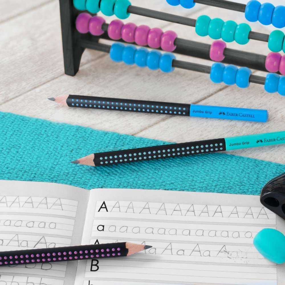 Schreiblernbleistift Jumbo Grip HB, Faber-Castell, schwarz-pink