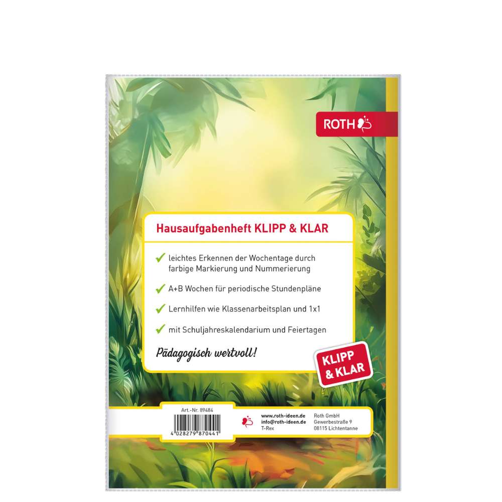 Klipp & Klar mit Datum 25/26 T-Rex, Hausaufgabenheft Grundschule