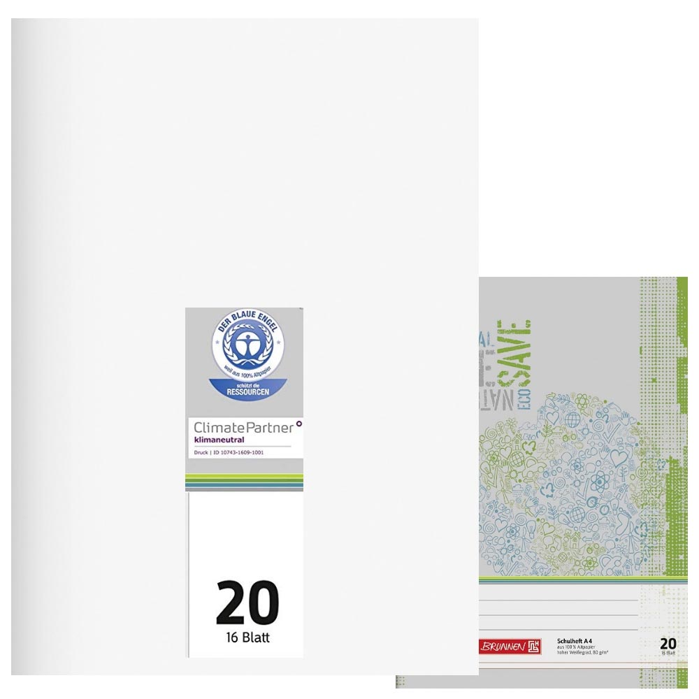 Schulhefte Blauer Engel: Lineatur 20, A4, Brunnen