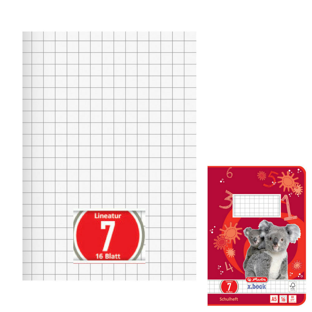 Herlitz Schulheft A5, Lineatur 7