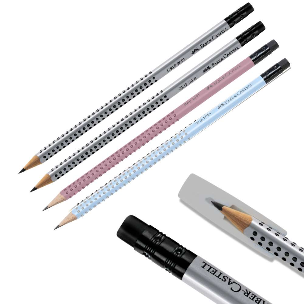 Bleistift Grip mit Radierkappe, verschiedene Farben und Härten