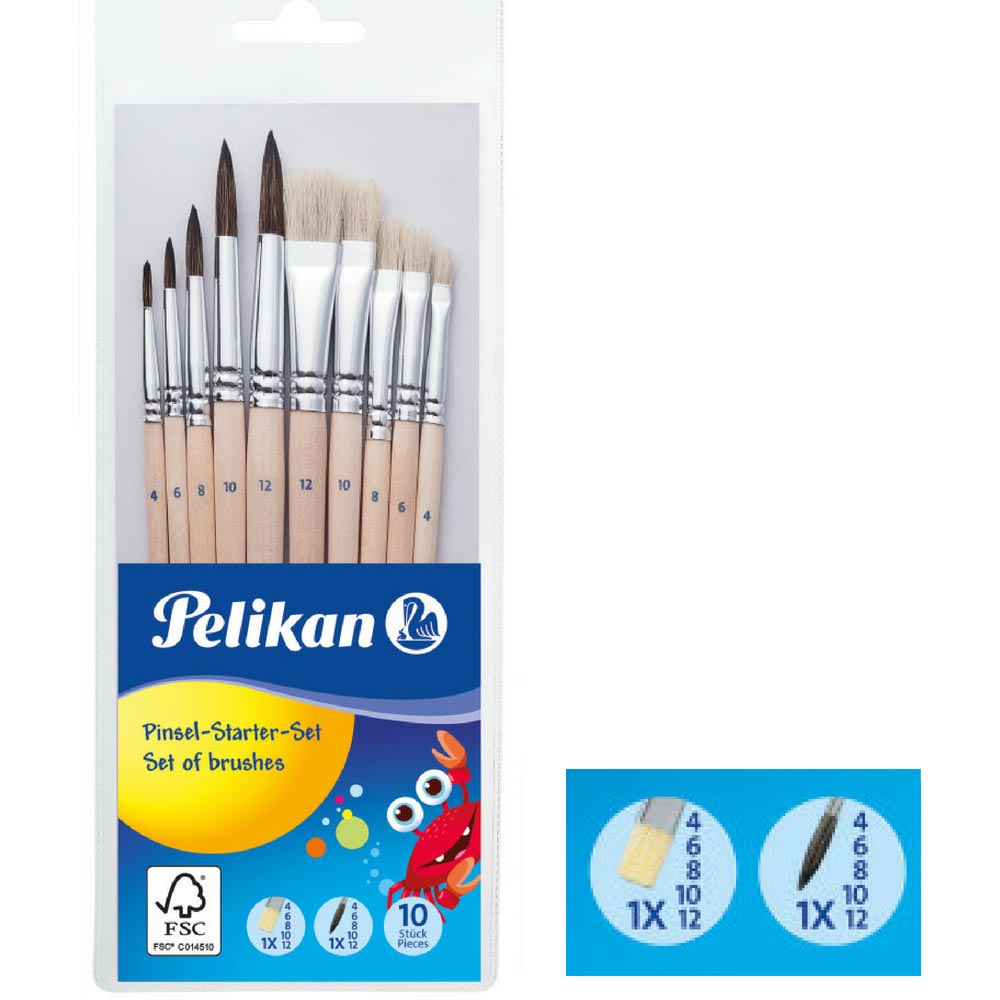 Pinselset XL, 5 Borsten- und 5 Haarpinsel, Pelikan
