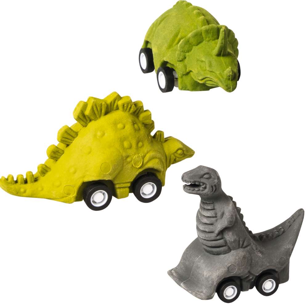 Radierer mit Rückzugsmechanik Dino, sortiert
