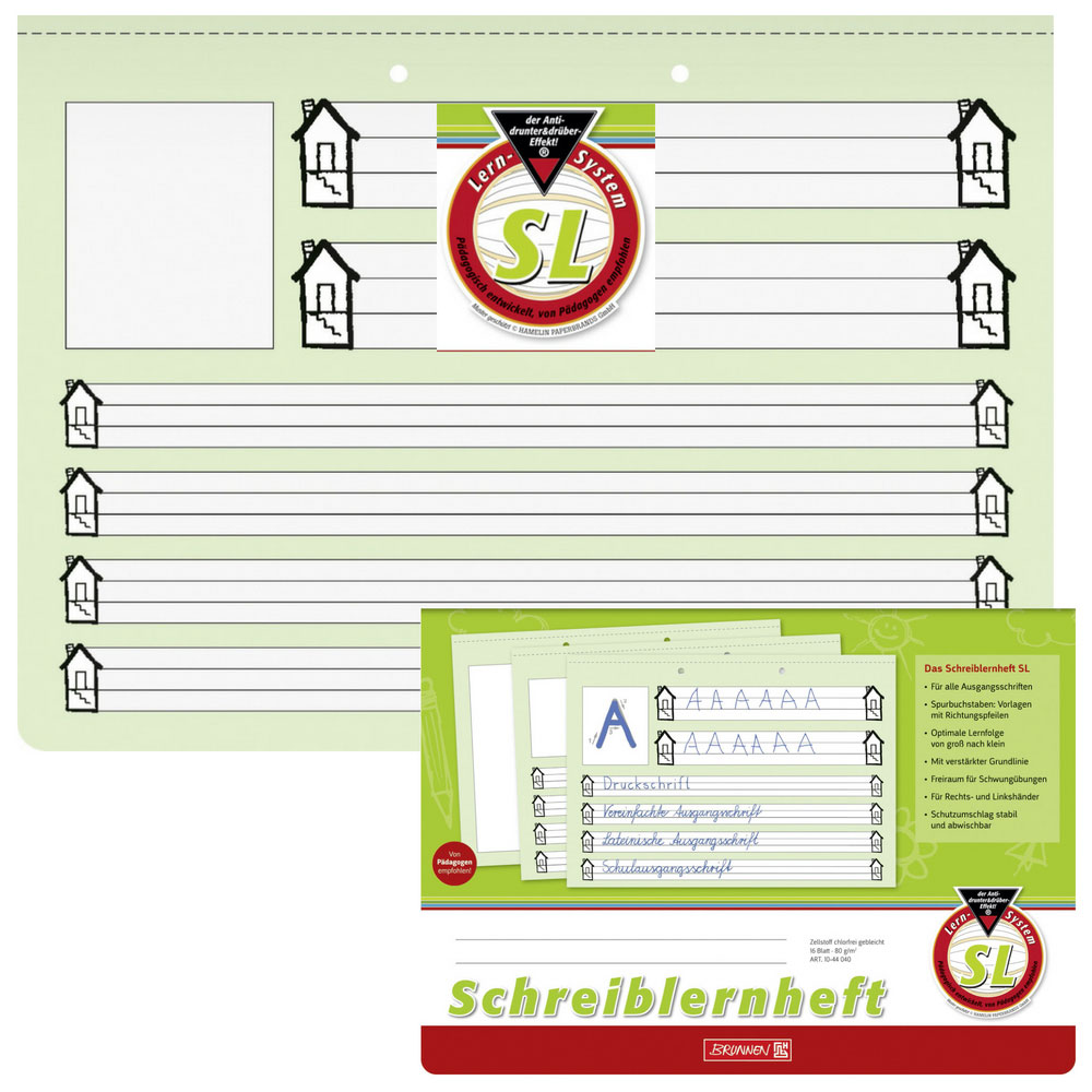 Schreiblernheft von Brunnen, Lineatur SL, A4 quer
