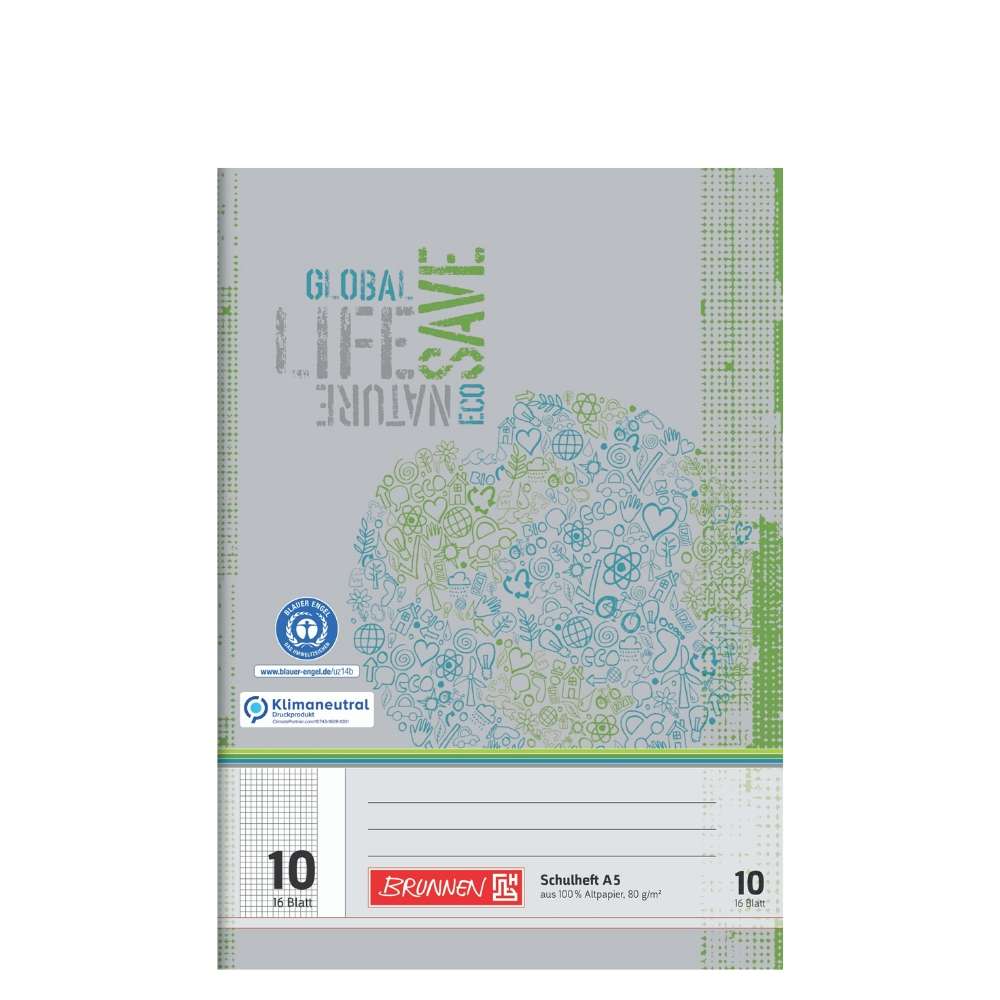 Recyclinghefte A5, Lineatur 10, Brunnen