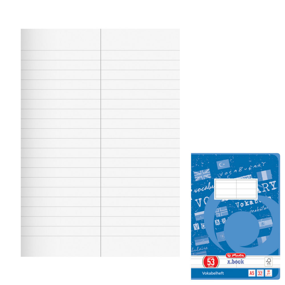 Zweispaltiges Vokabelheft, Lineatur 53, Herlitz