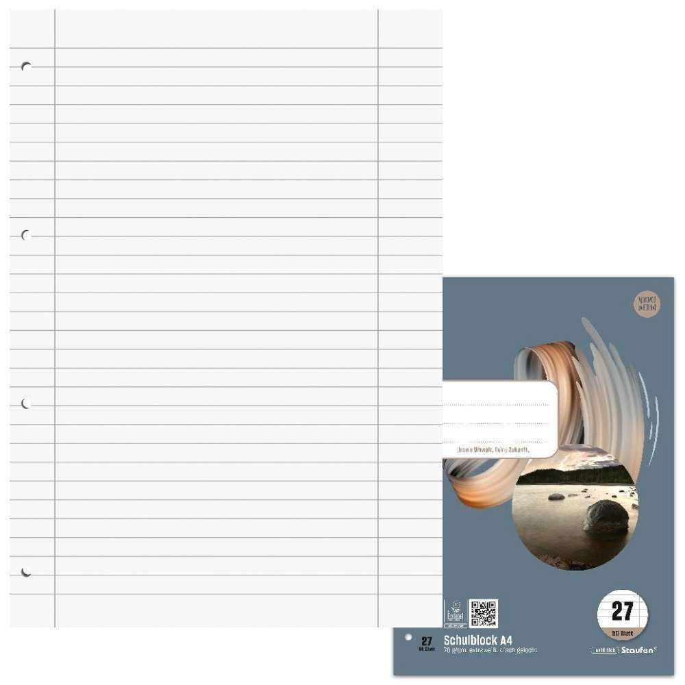 Schulblock A4 Lineatur 27, 50 Blatt