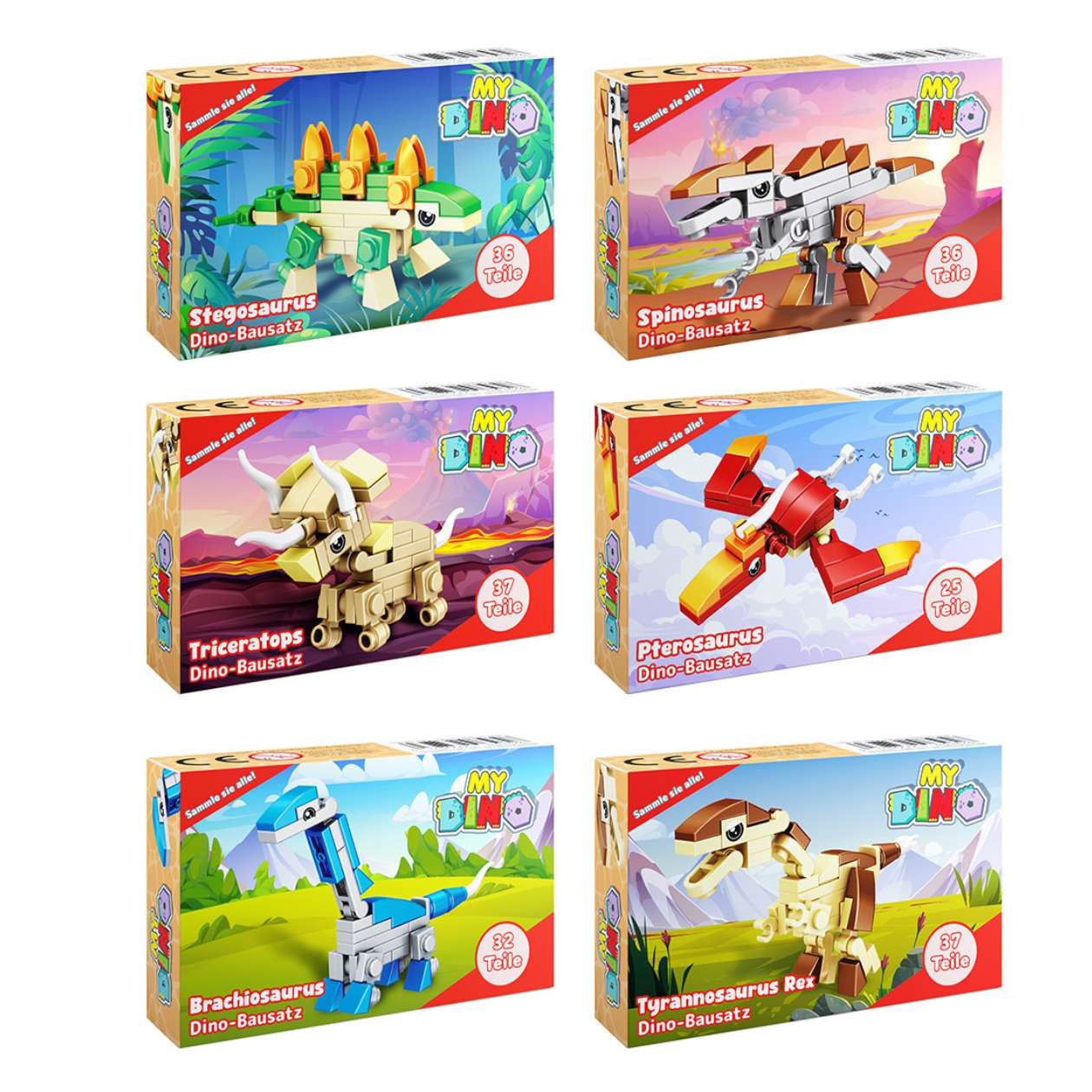 Bricks-Set Dinosaurier, sortiert