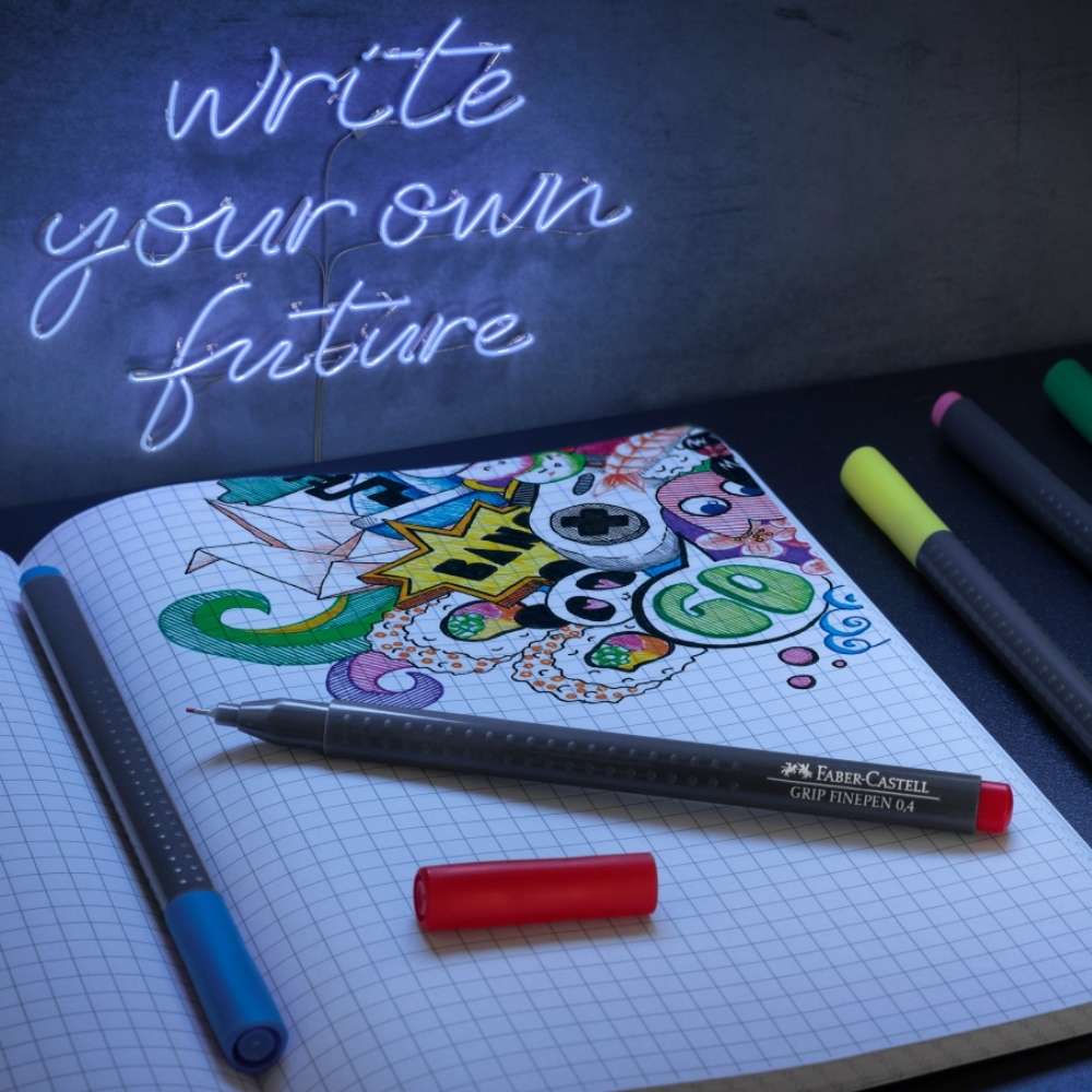 Faber-Castell Fineliner, Finepen Grip, 30er Pack inkl. neon+pastell
