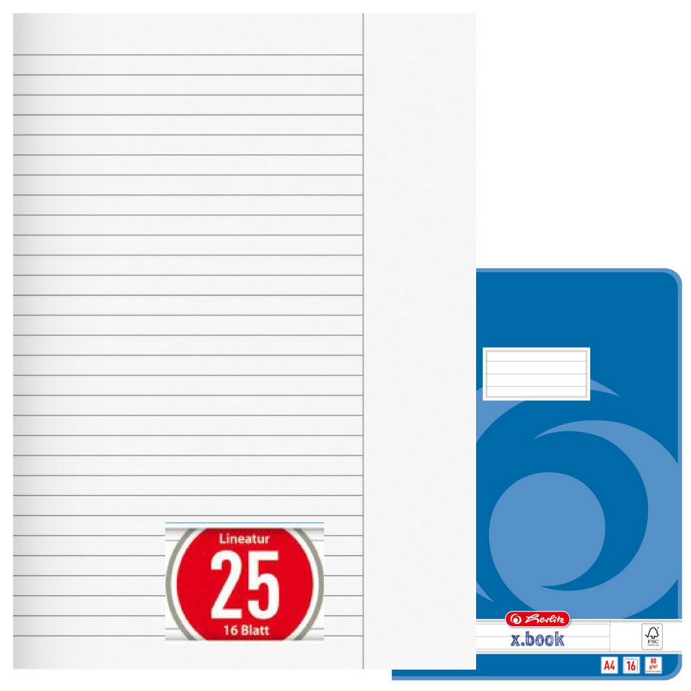 Herlitz Heft A4, Lineatur 25, liniert mit Rand