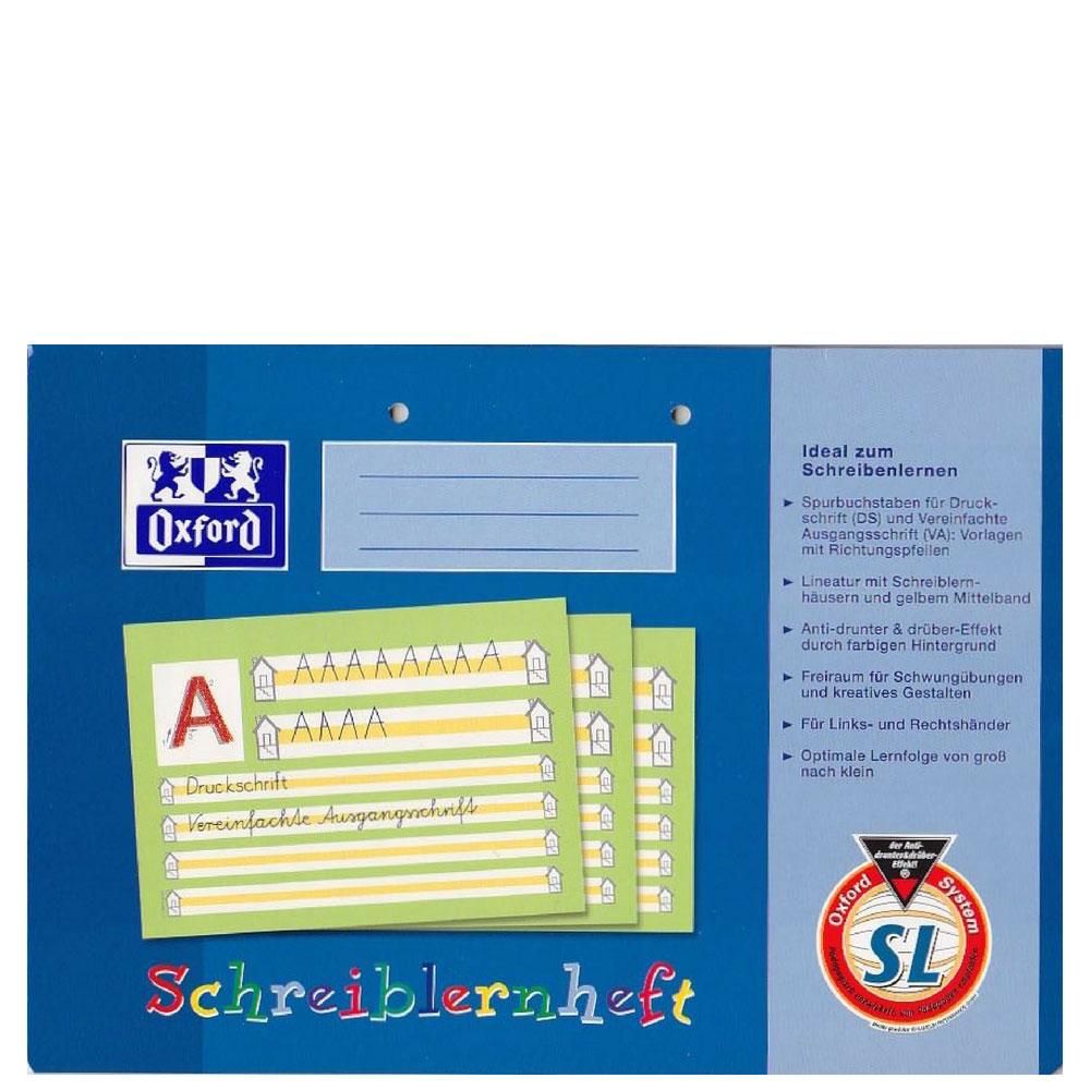 Schreiblernheft SL von Oxford mit gelben Mittelband, A4 quer