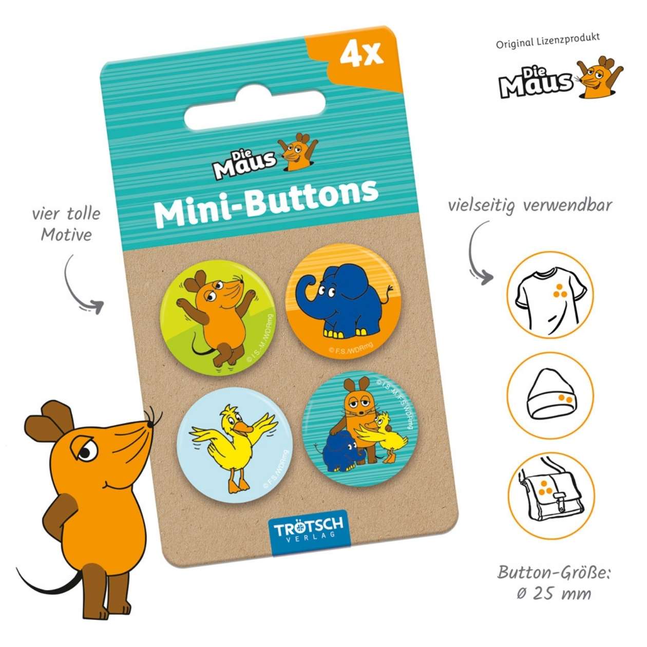 DIE MAUS 4er Set Mini-Buttons