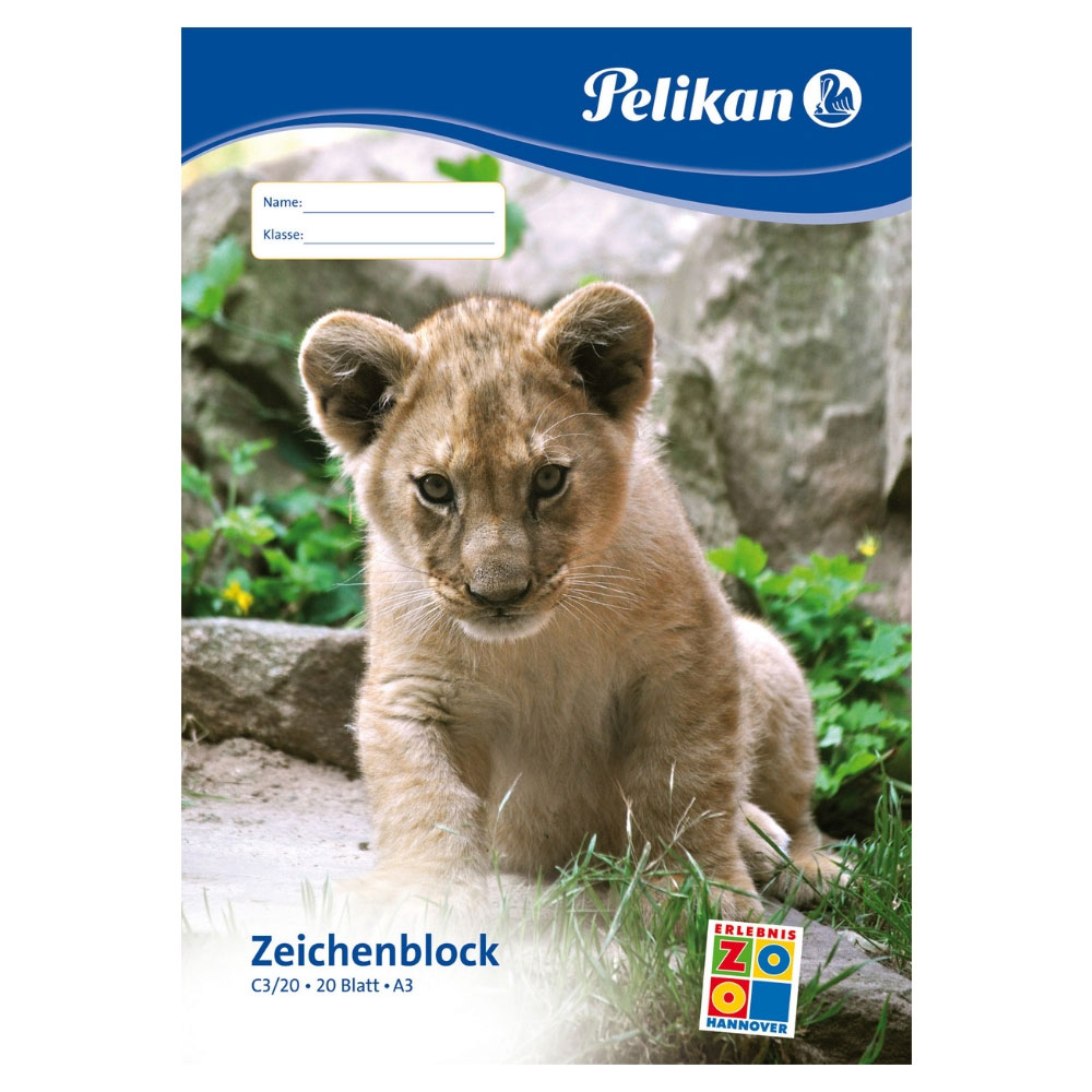 Zeichenblock A3, 20 Blatt, Pelikan, beidseitig befestigt