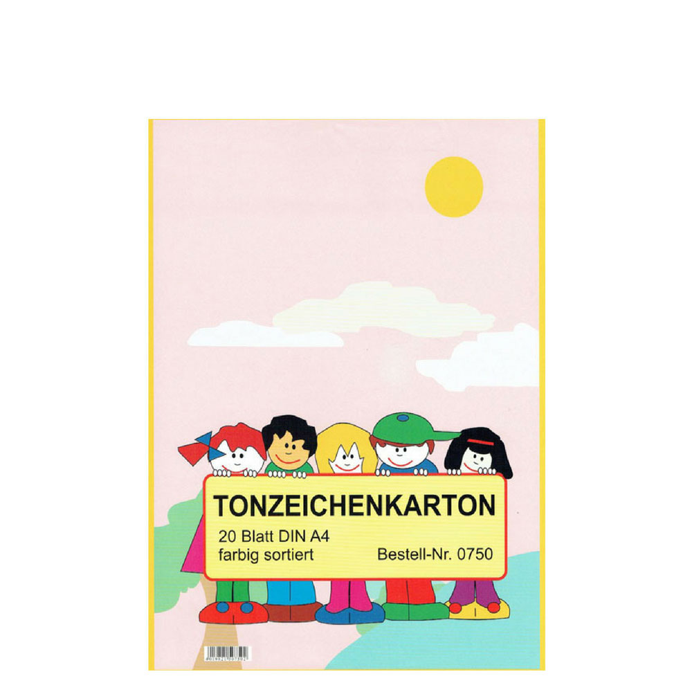 Tonzeichenkarton farbig sortiert A4, 20 Blatt