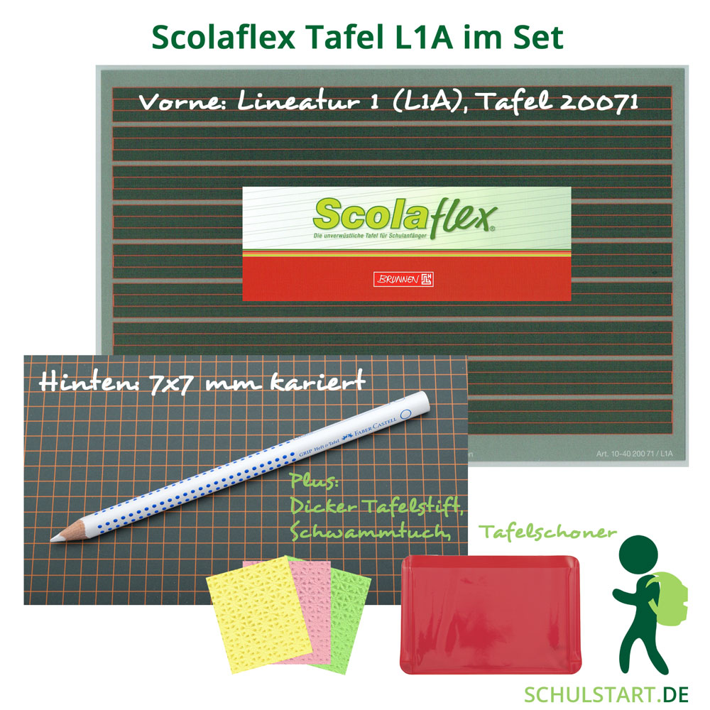 Scolaflex Tafel L1A, dicker Tafelstift und Zubehör