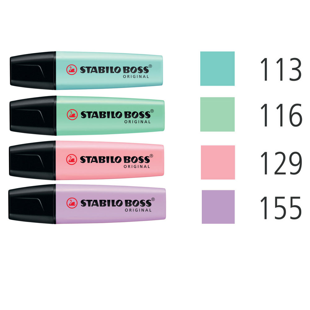 Pastell Textmarker Stabilo Boss, 4er Etui