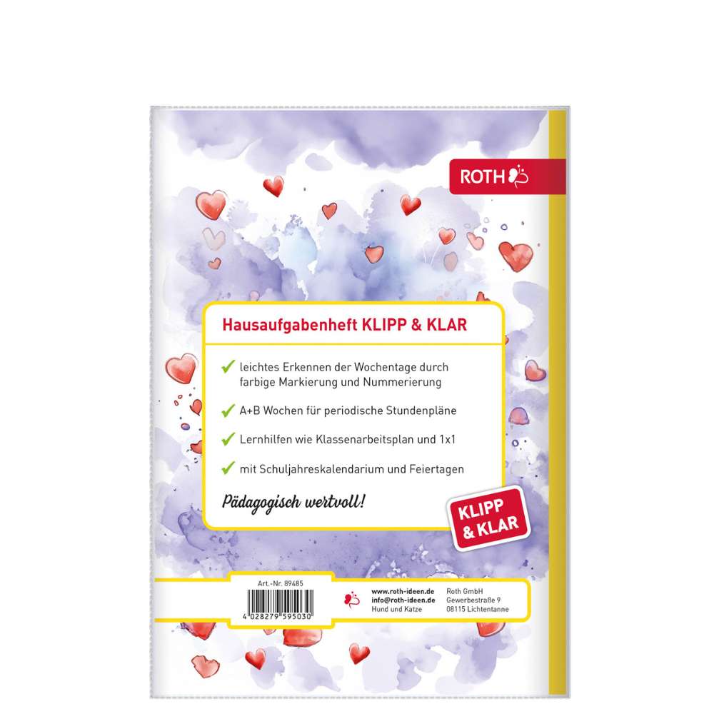 Klipp & Klar mit Datum 25/26 Hund und Katze, Hausaufgabenheft Grundschule