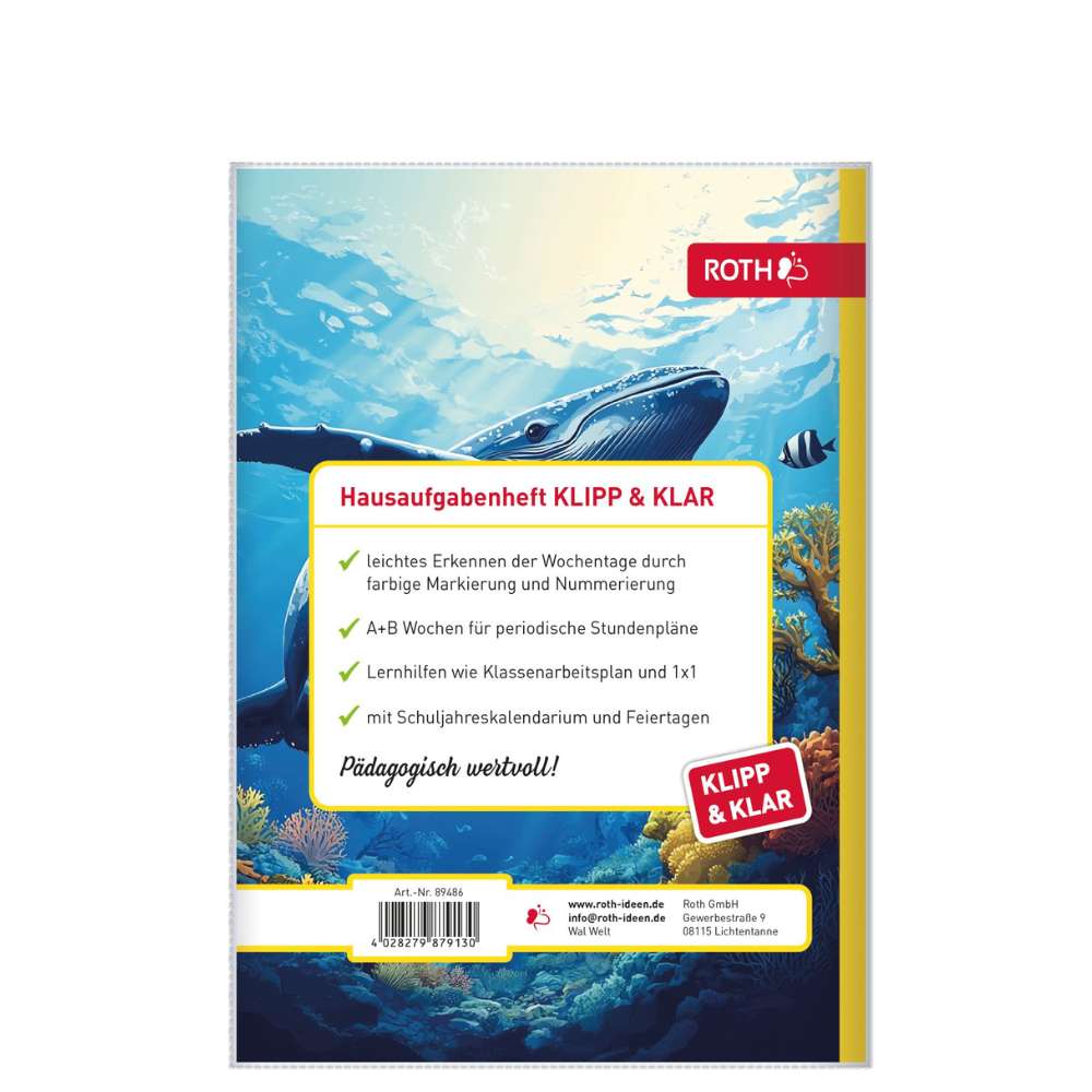 Klipp & Klar mit Datum 26/27 Wal Welt, Hausaufgabenheft Grundschule